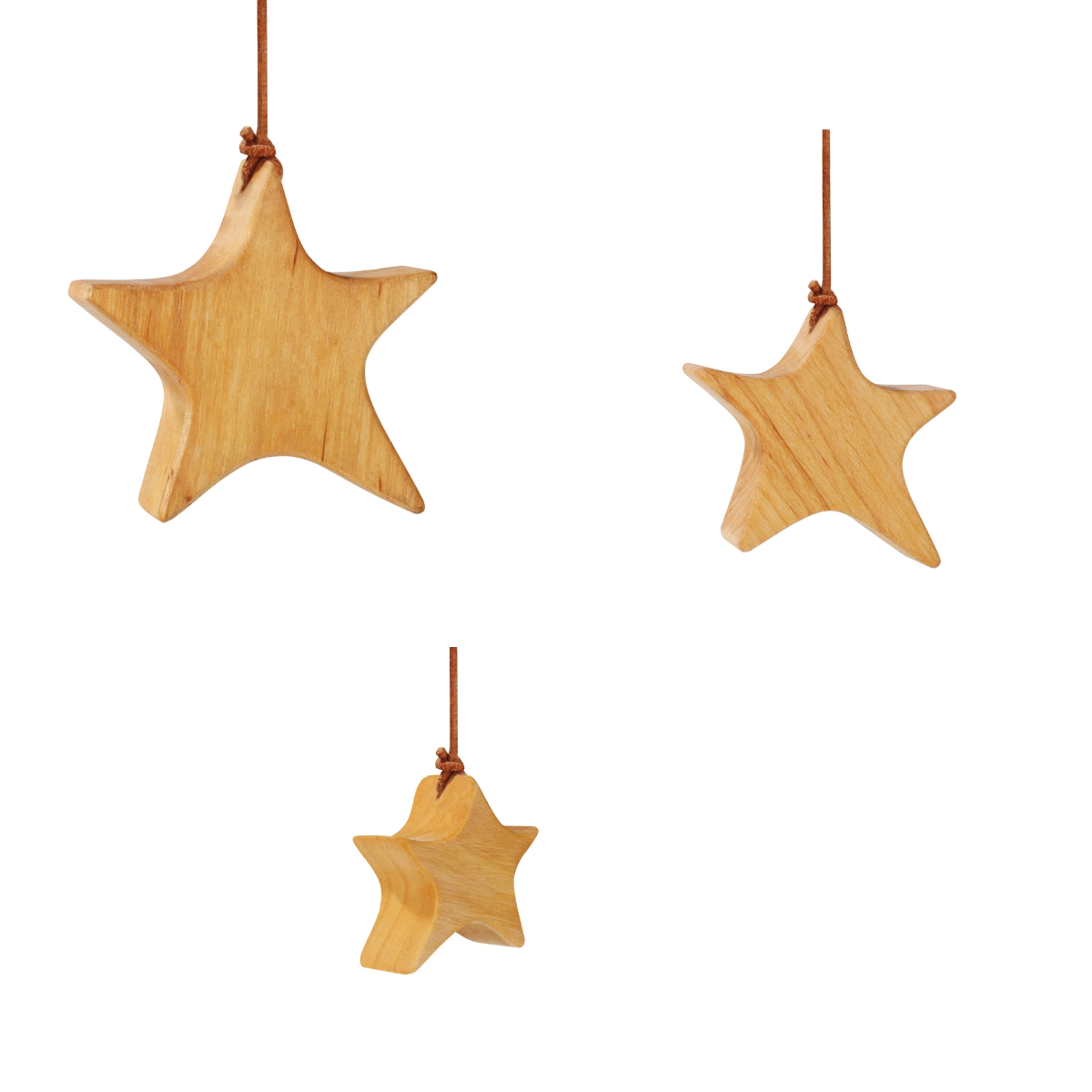 Set di 3 stelle in legno, decorazione natalizia
