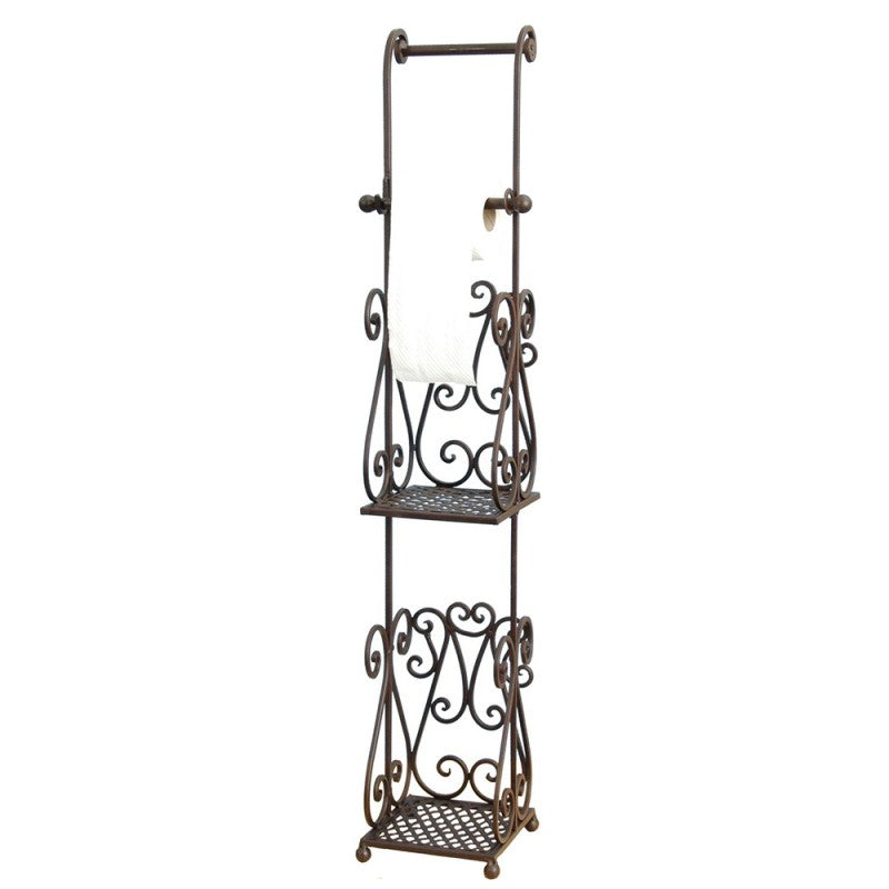 Toilettenpapierhalter Toilettenrollenhalter WC Shabby Chic Metall Weiß Braun