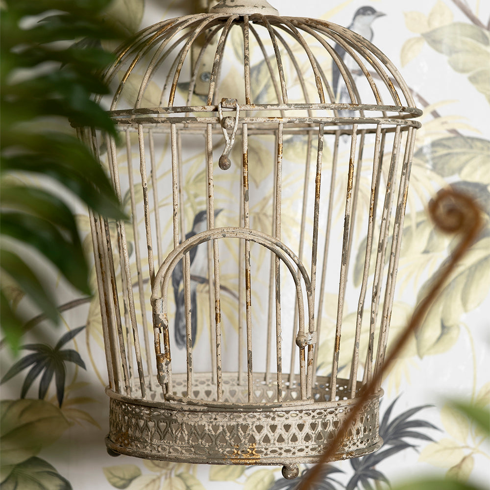 3er Set Deko Vogelkäfig aus Metall in weiß im Shabby Chic Stil