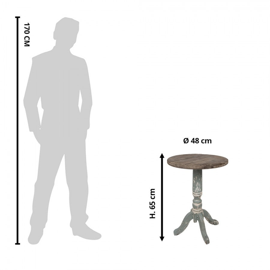 Tavolino rotondo in legno grigio-blu, Ø 48x65 cm