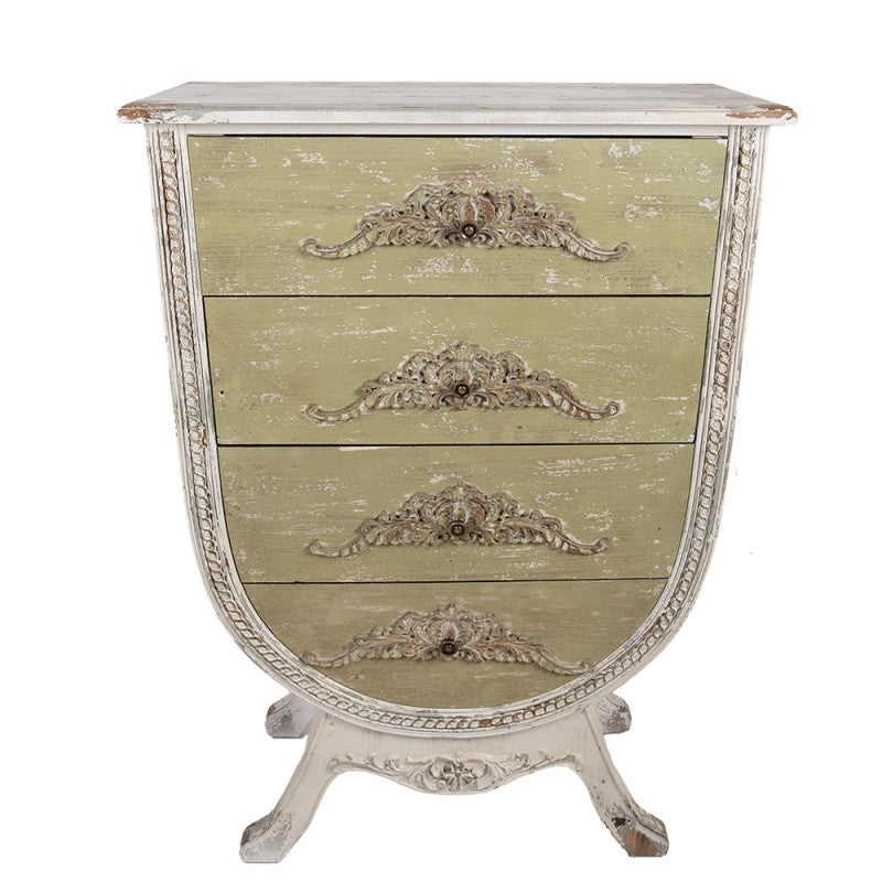 Cassettiera in legno bianco e verde