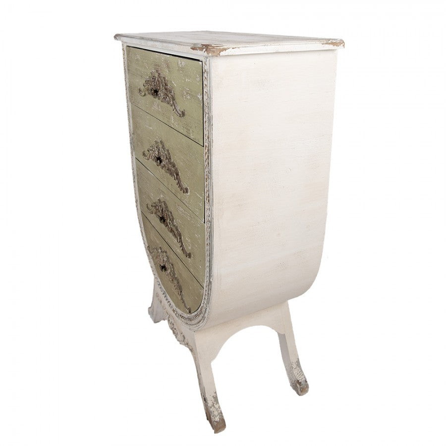 Cassettiera in legno bianco e verde