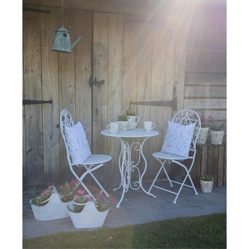 Blumentopf / Übertopf aus Keramik in Grün-Beige für Innen mit Rankenmotiv