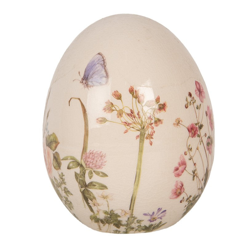 Decorazione primaverile per uova di Pasqua con prati fioriti in ceramica, Clayre & Eef