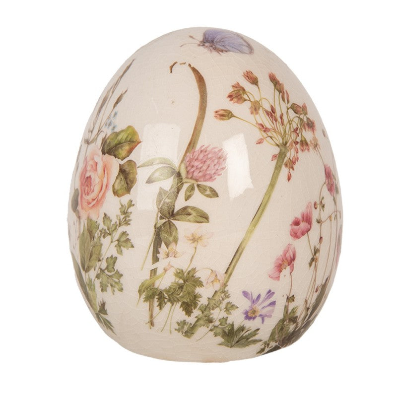 Decorazione primaverile per uova di Pasqua con prati fioriti in ceramica, Clayre & Eef