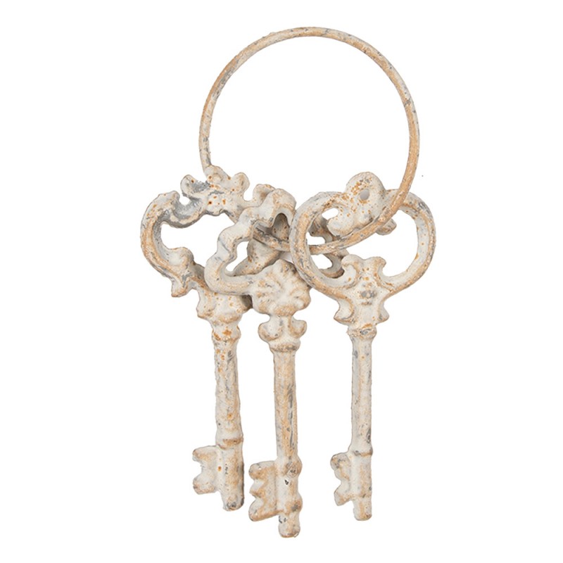 Portachiavi decorativo in stile shabby chic in ghisa bianca