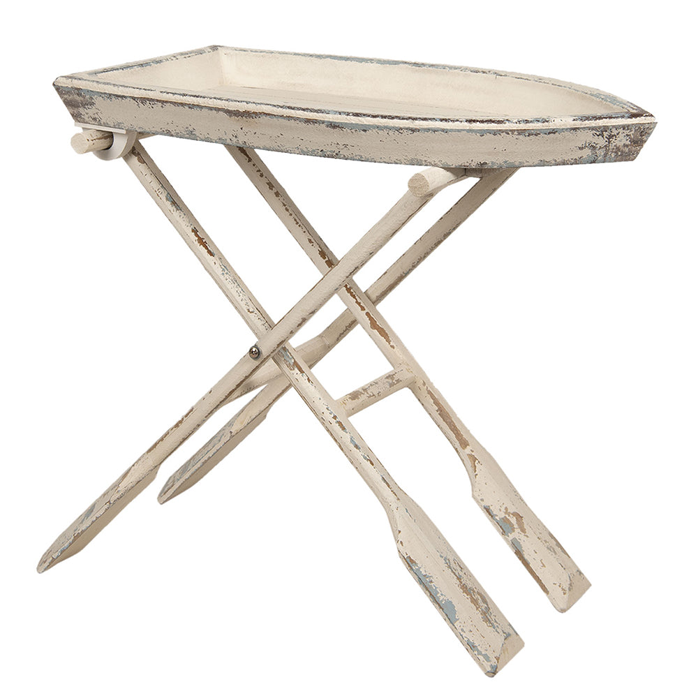 Beistelltisch Holz Weiß Shabby Chic Landhaus Klappbar Boot, Tischchen Clayre&Eef