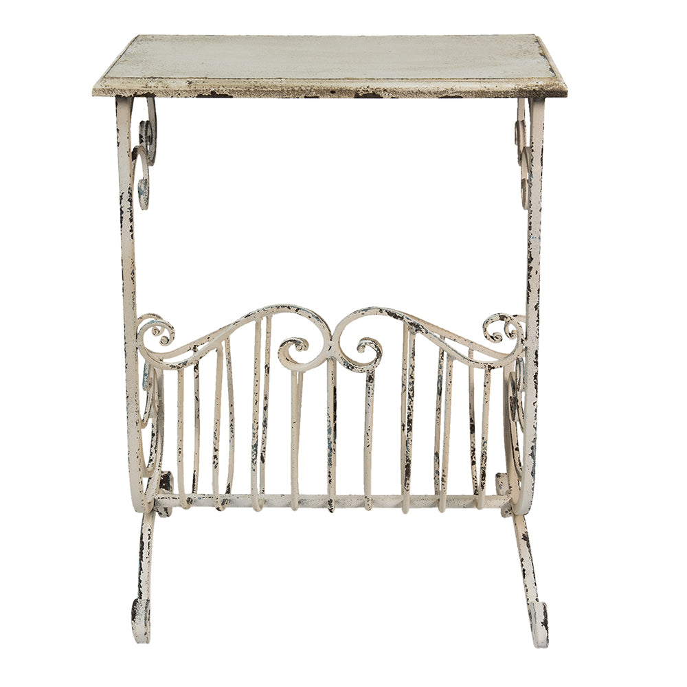 Shabby Chic Beistelltisch aus Eisen mit Ablage