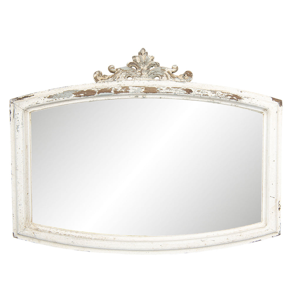 Specchio rettangolare in legno in stile rustico / Bianco / 72 x 55 cm / Shabby Chic