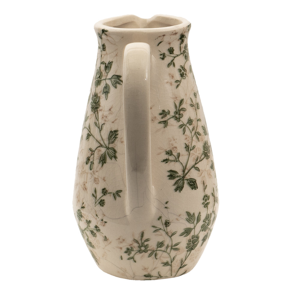 Brocca/vaso in ceramica con viticci verdi