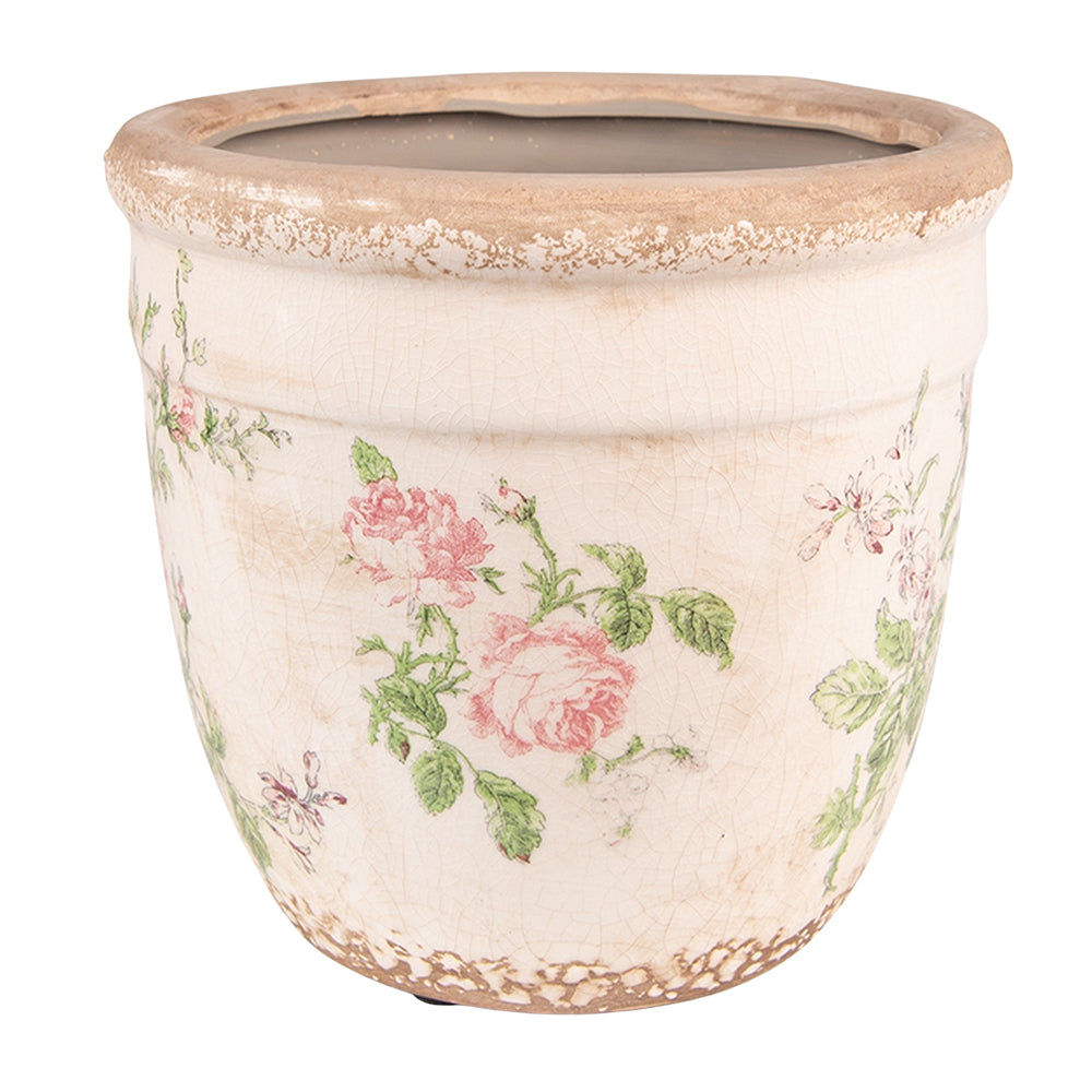 Blumentopf mit Rosen im Vintage Stil