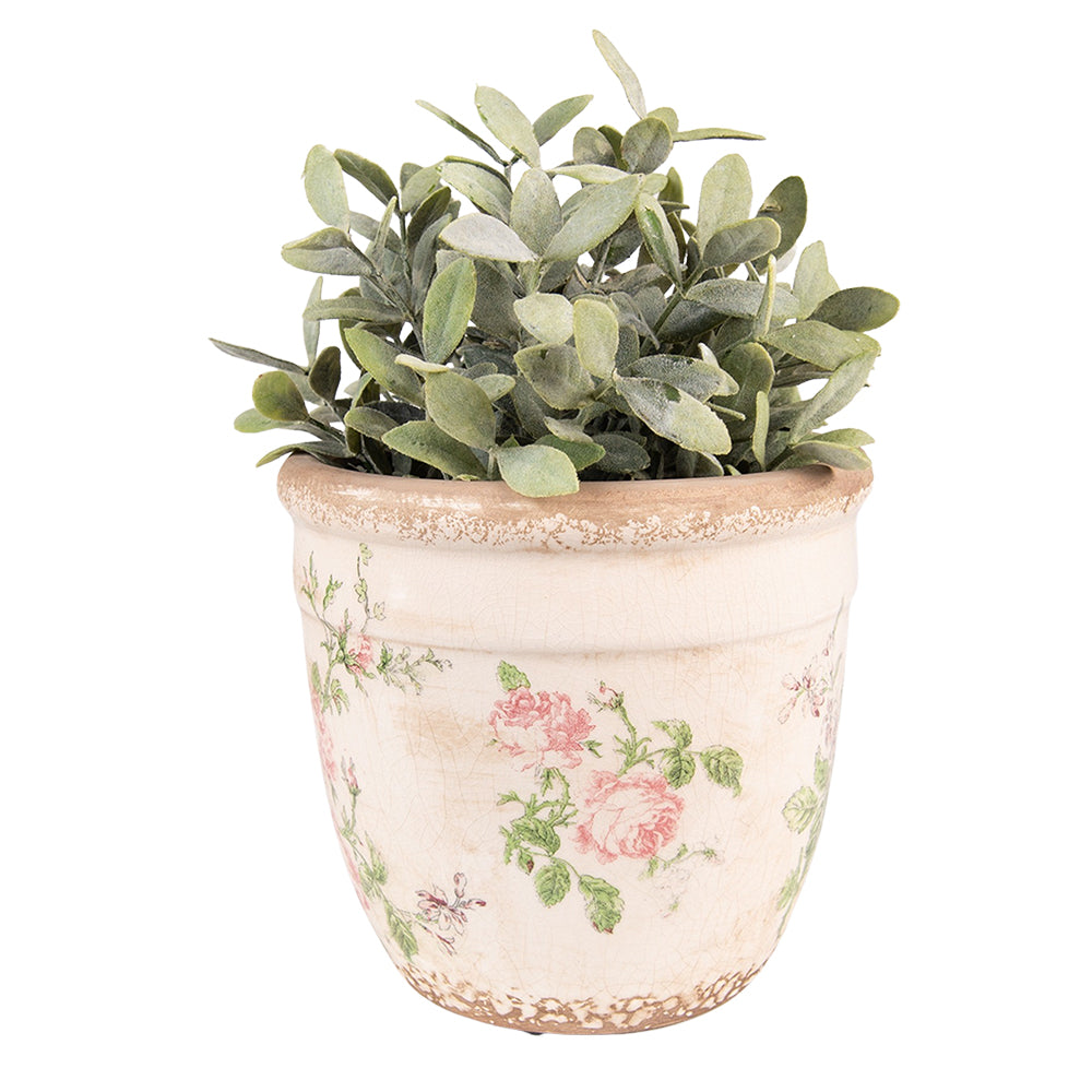 Blumentopf mit Rosen im Vintage Stil