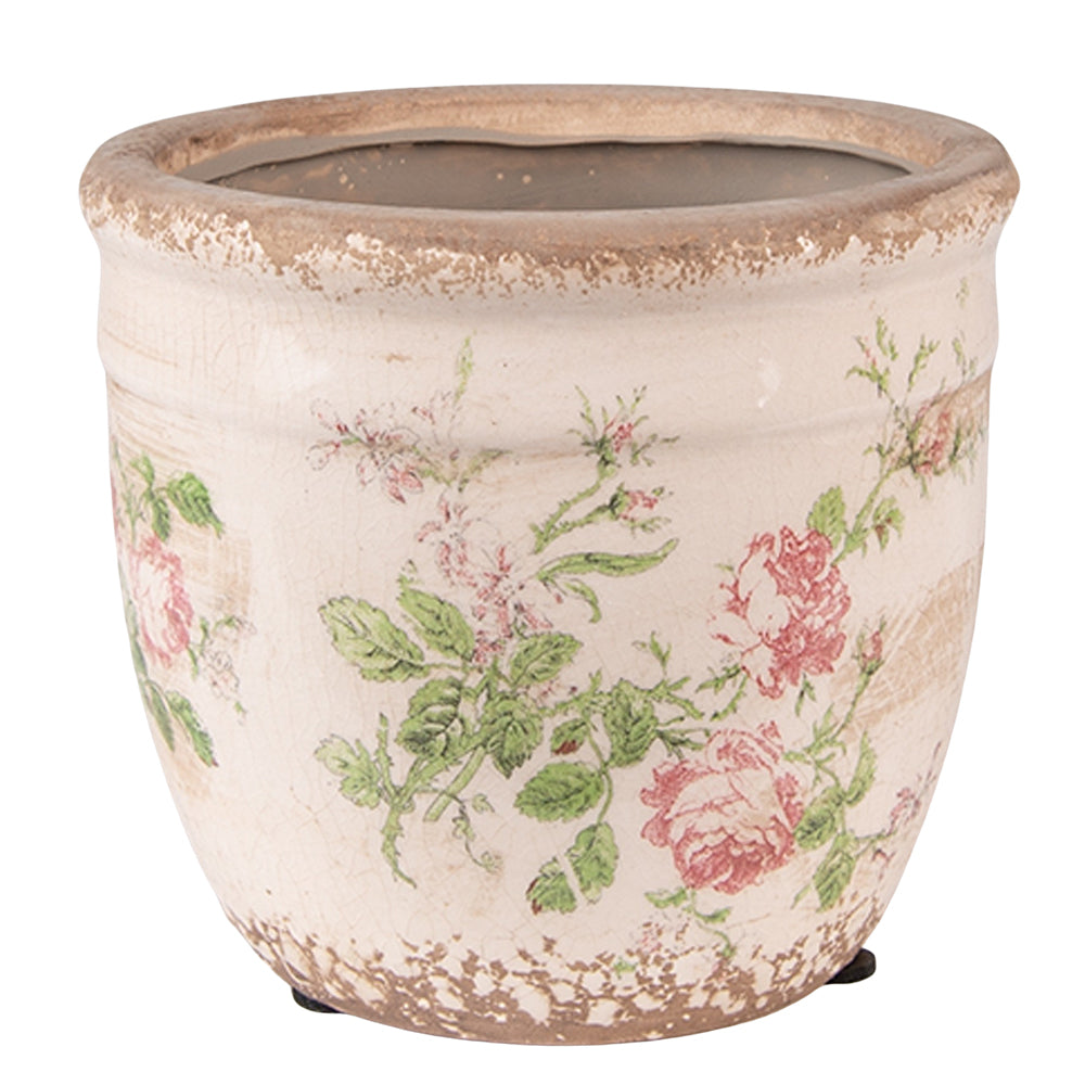 Blumentopf mit Rosen im Vintage Stil