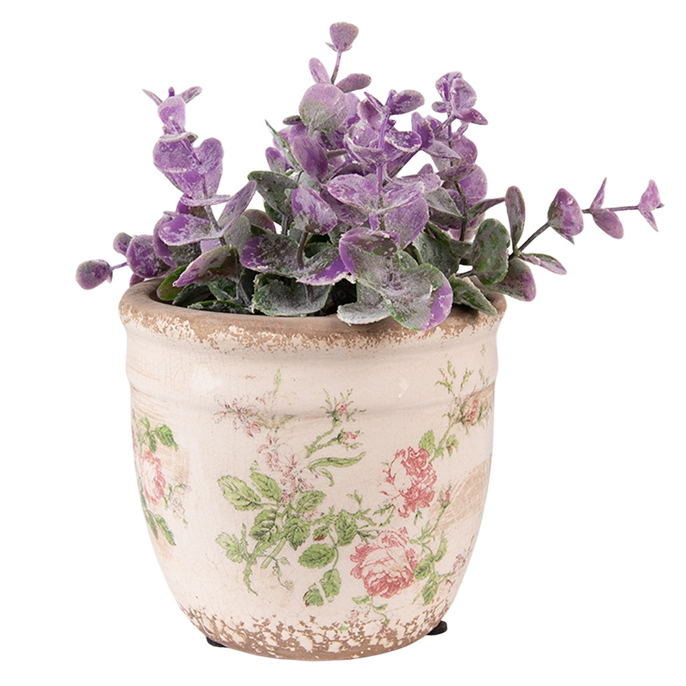 Blumentopf mit Rosen im Vintage Stil