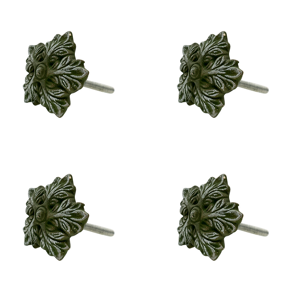 Pomello per mobili verde a forma di foglie