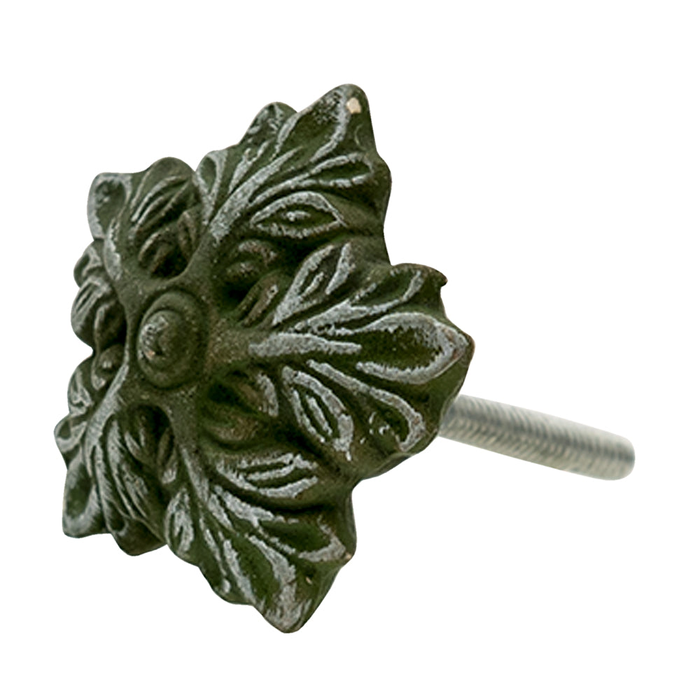 Pomello per mobili verde a forma di foglie