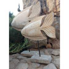 Maritime Fisch-Figur aus Holz