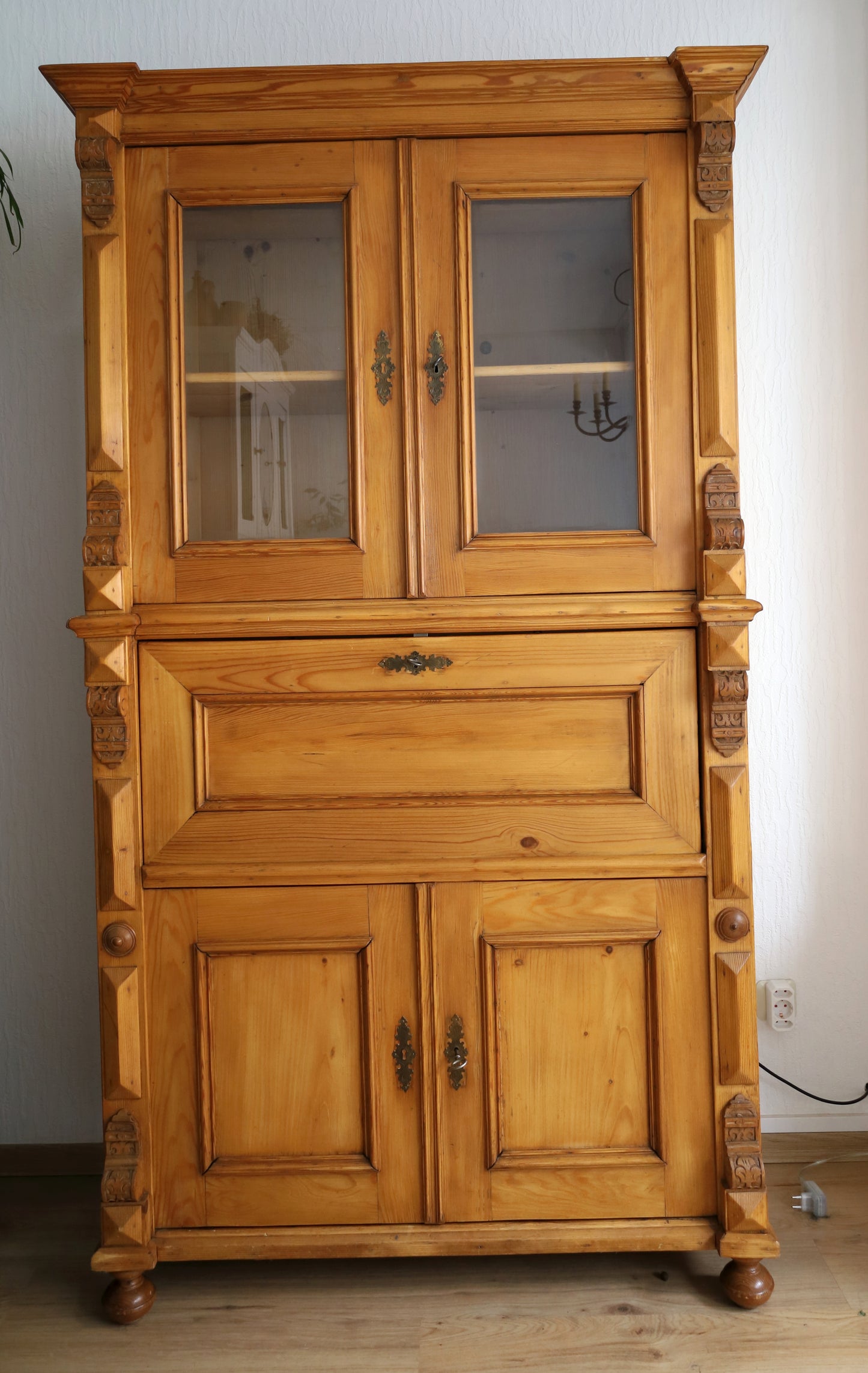 Antiker Sekretär Weichholz Schreibschrank Gründerzeit, restauriert, wohnfertig