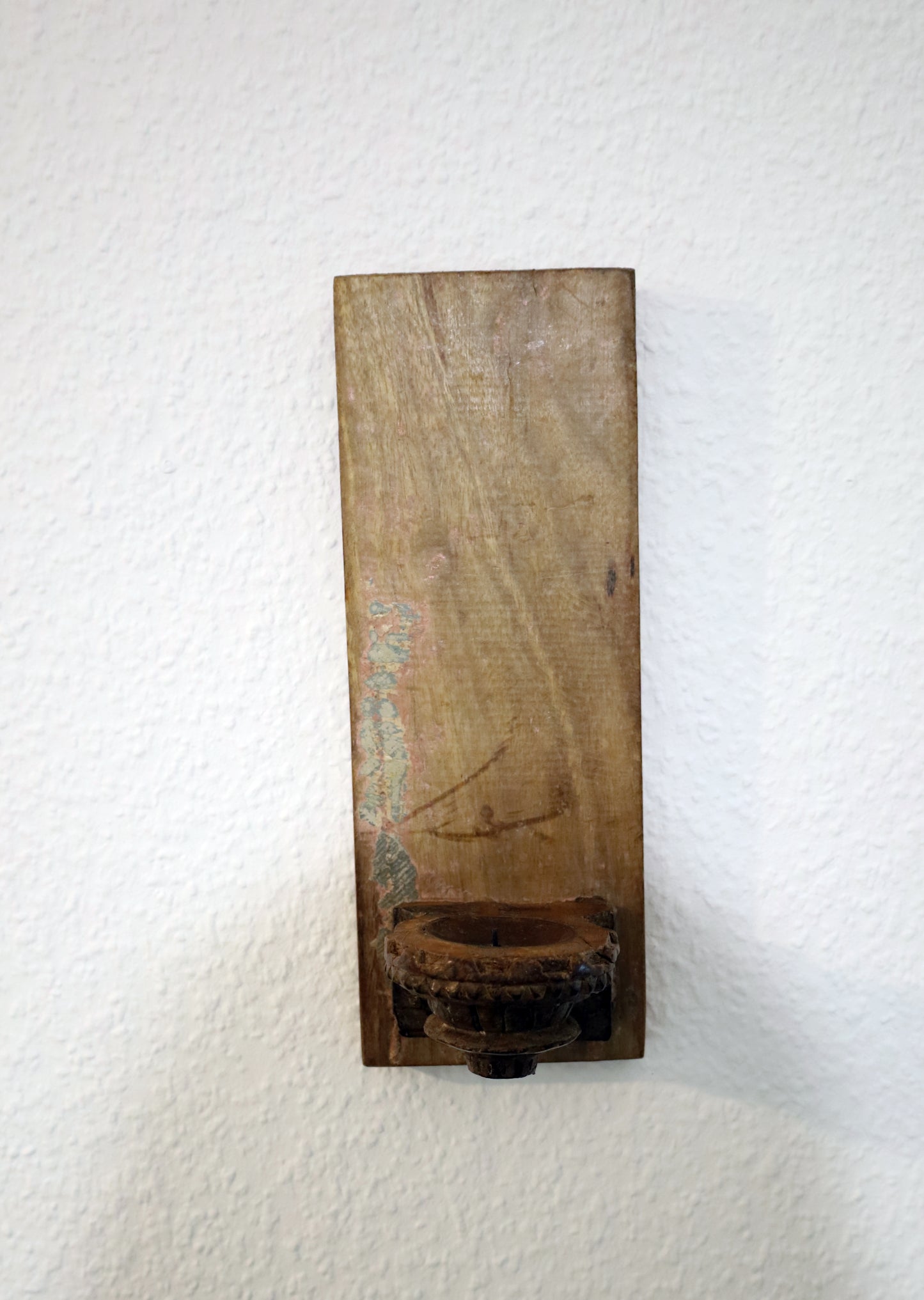 Portacandele / portacandele unico in legno di recupero per la parete