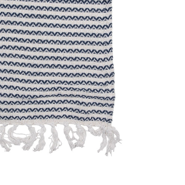 Plaid/coperta in 100% cotone nei colori blu e bianco