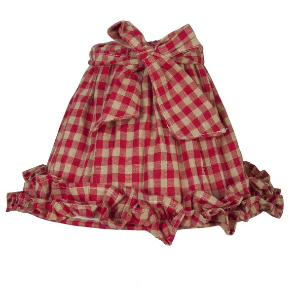 Paralume in cotone con motivo a quadri rosso-beige