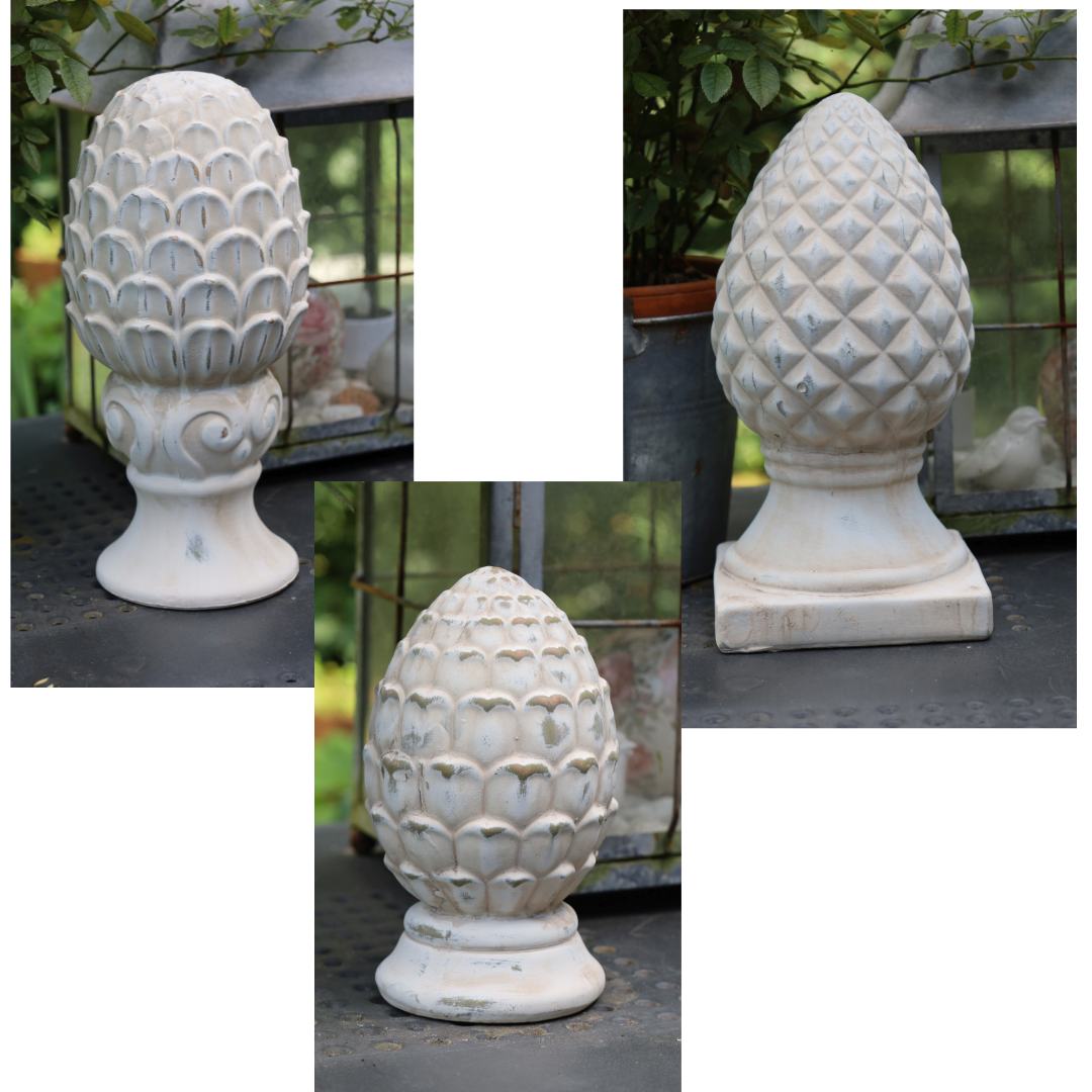 Pigne in terracotta, decorazione da giardino in stile country