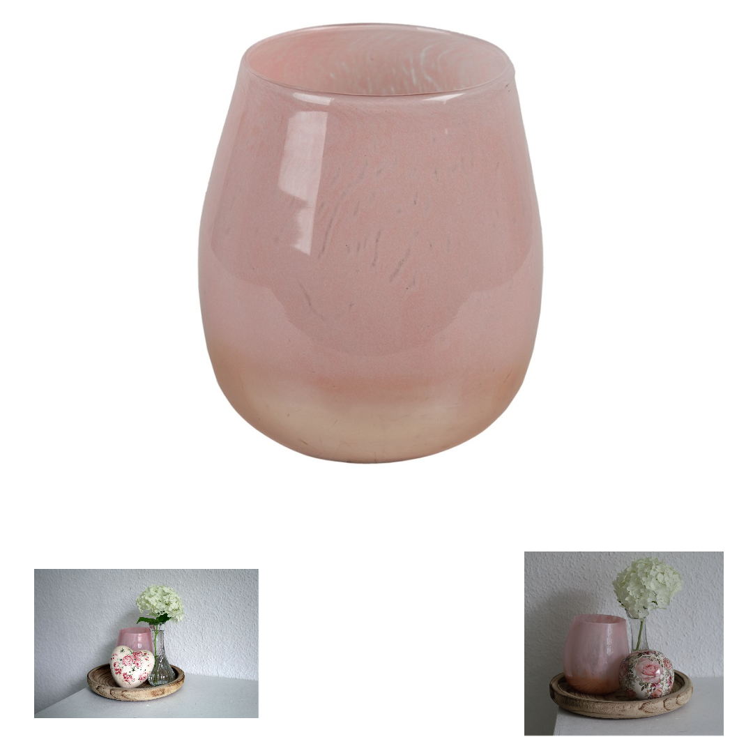 Lanterna romantica in vetro rosa