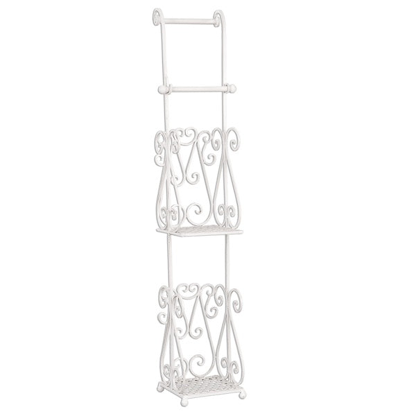 Toilettenpapierhalter Toilettenrollenhalter WC Shabby Chic Metall Weiß Braun
