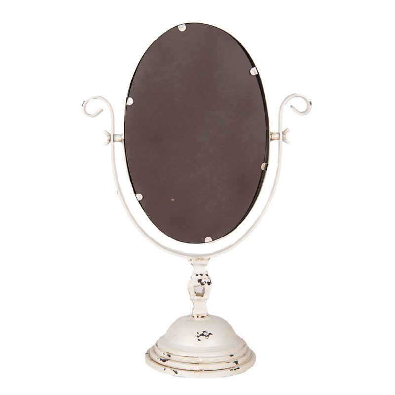 Table mirror / makeup mirror in brocante style made of metal in cream