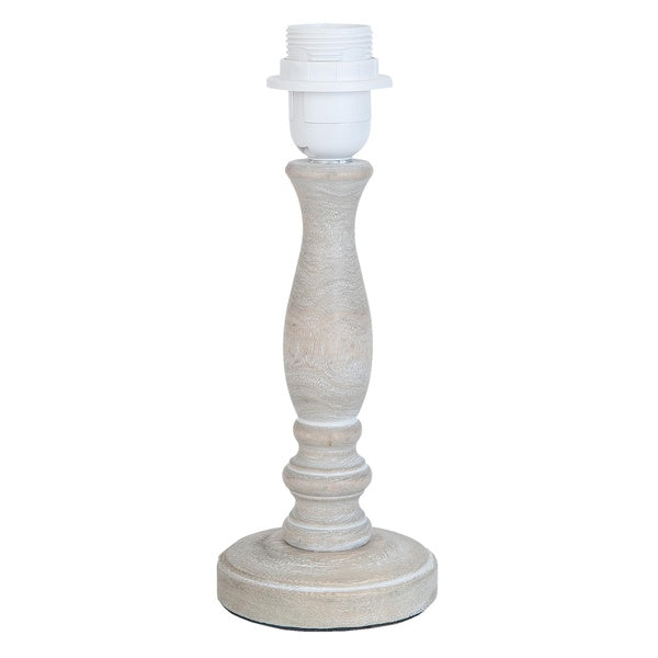 Base della lampada / base della lampada senza paralume in legno bianco, attacco E27
