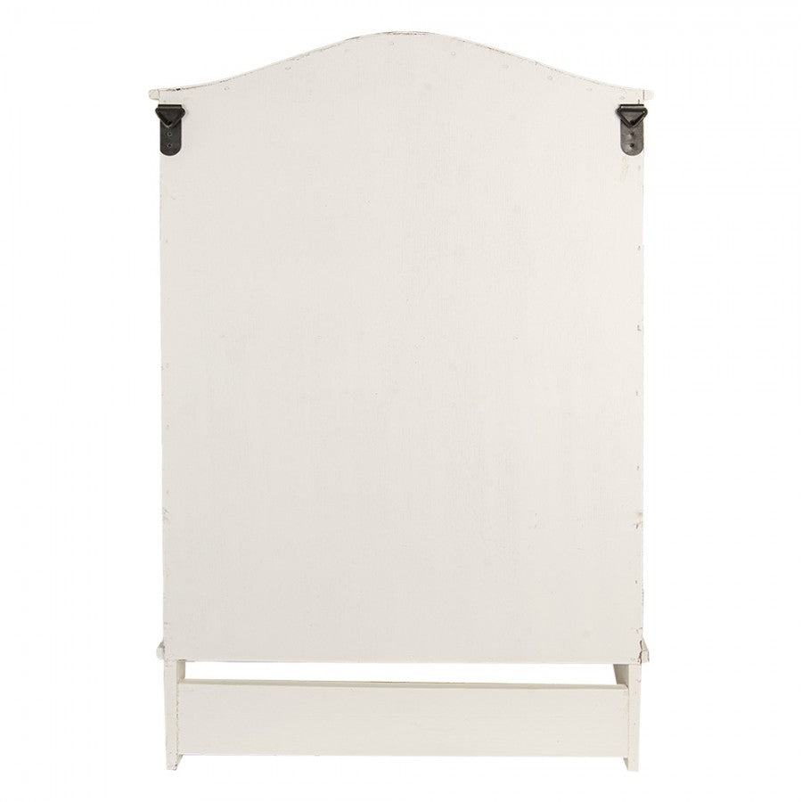 Mobiletto da parete in legno Shabby Chic bianco, con cassetti e ganci