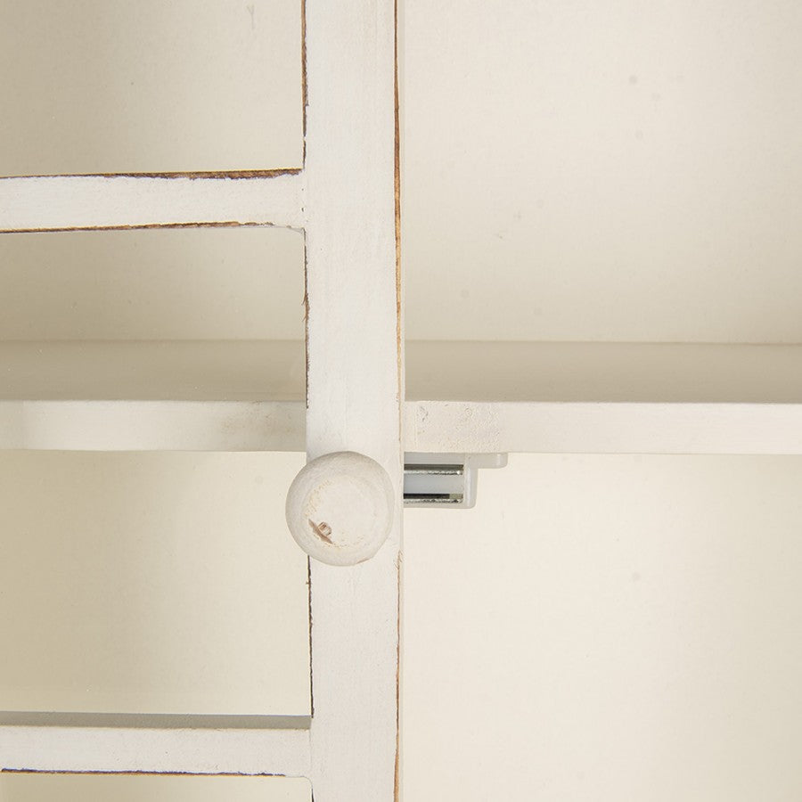 Mobiletto da parete in legno Shabby Chic bianco, con cassetti e ganci