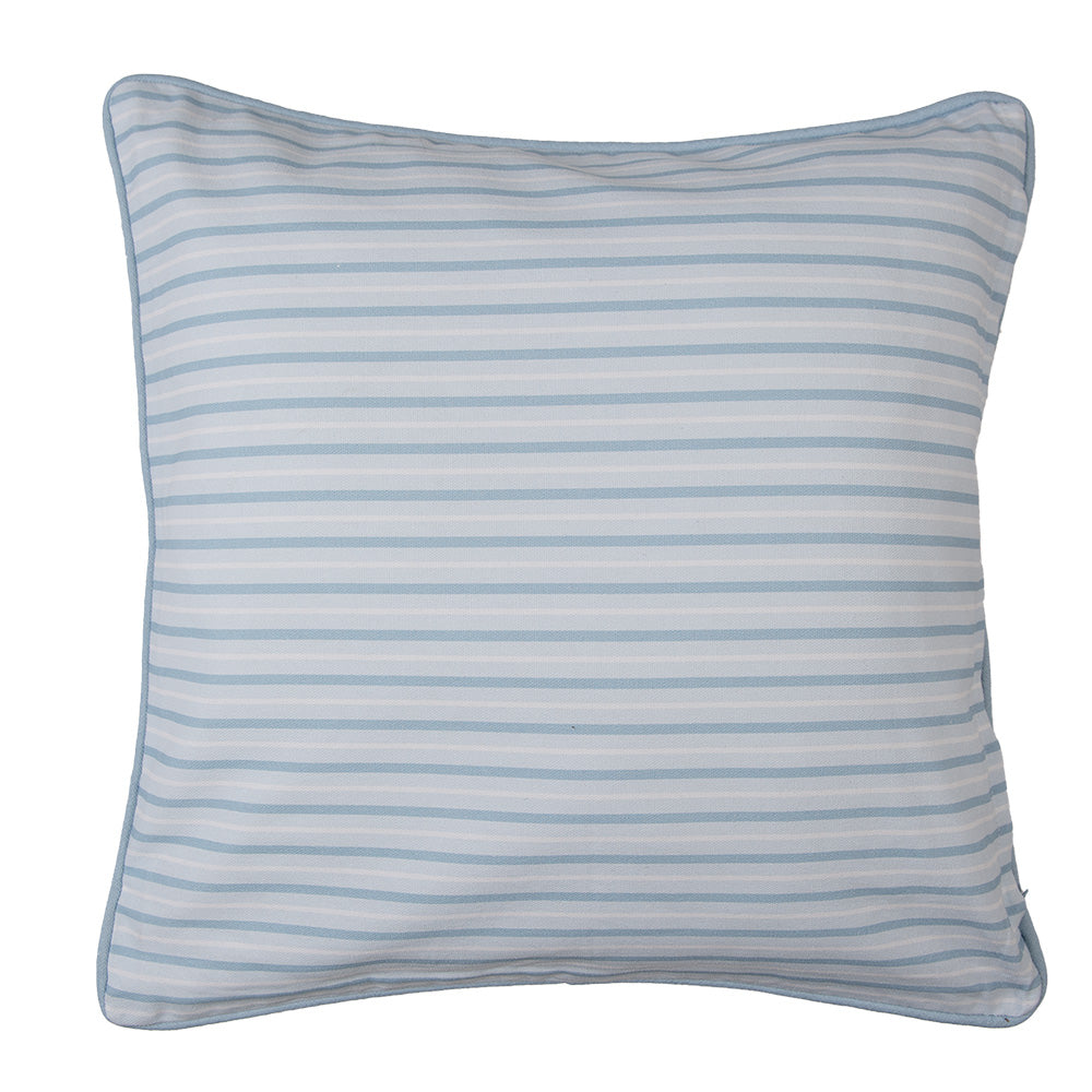 Copricuscino/federa in 100% cotone, blu con ortensie rosa