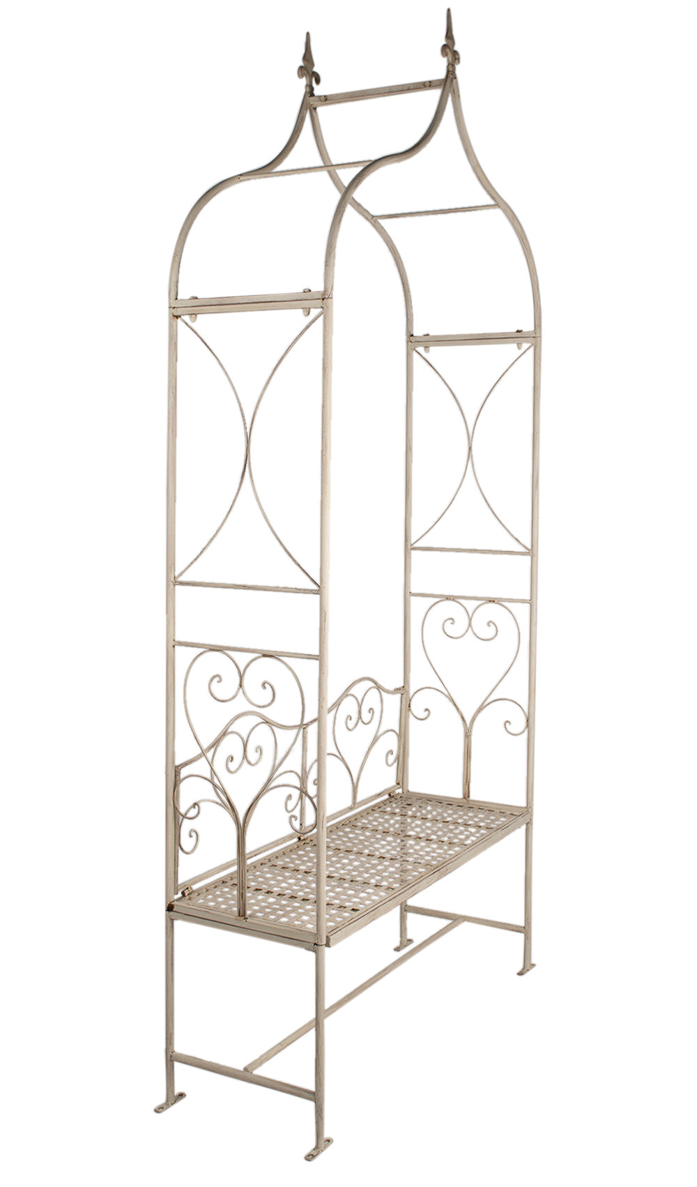 Arco per rose con panca in ferro beige in stile rustico