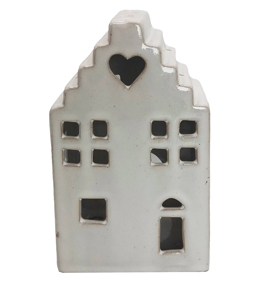 Portacandele in ceramica a forma di casa