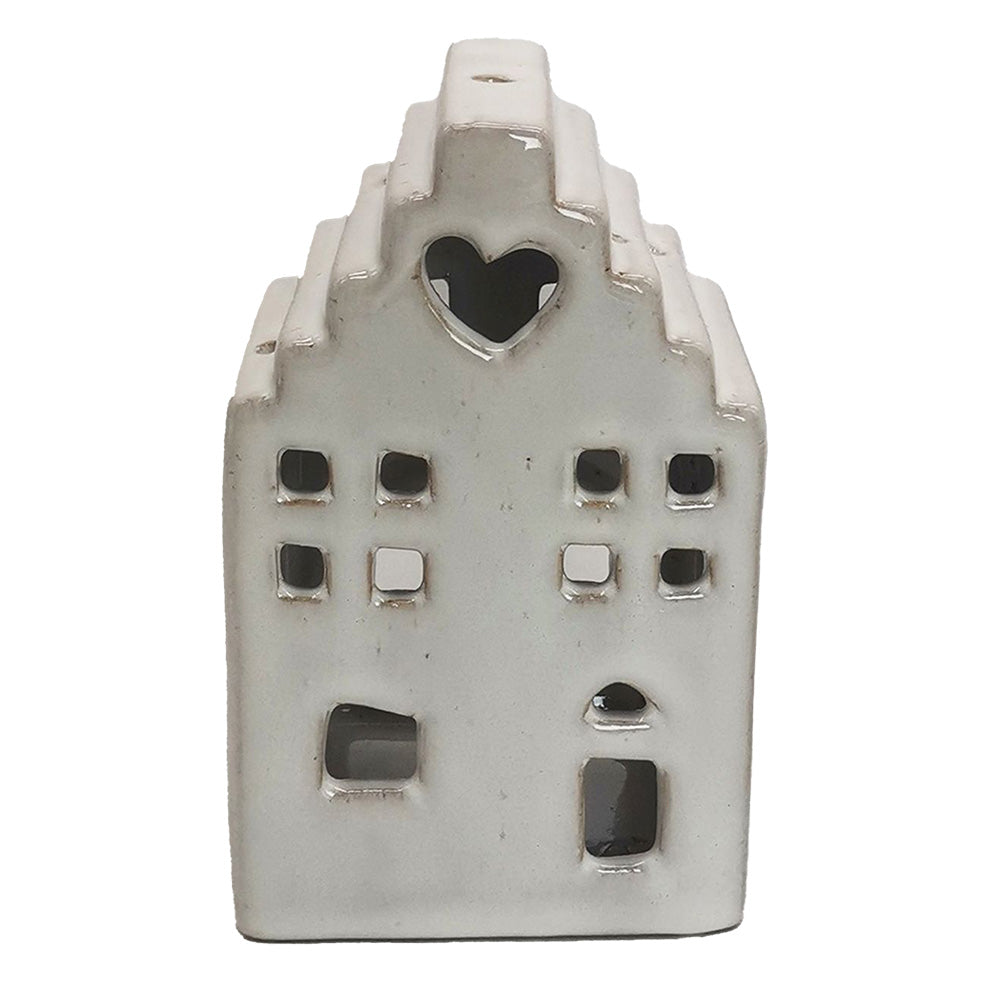 Portacandele in ceramica a forma di casa