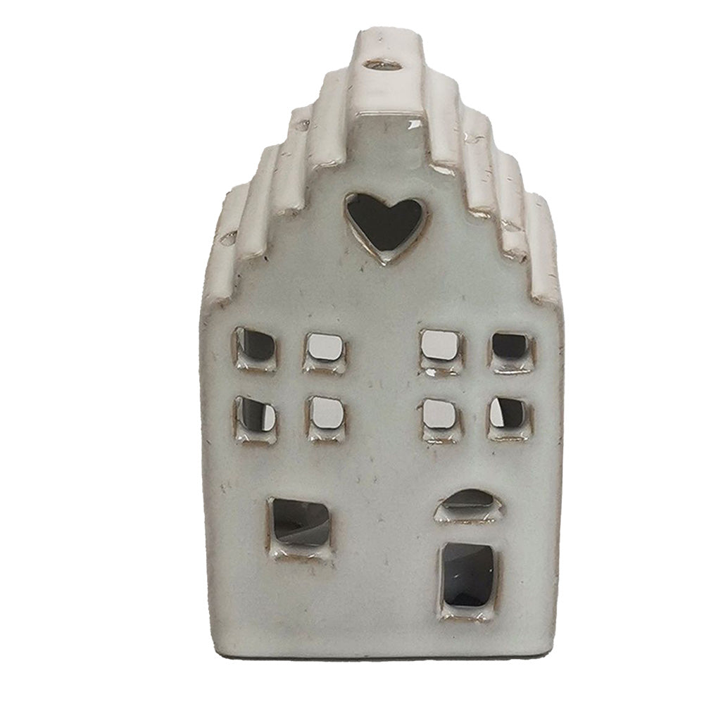 Portacandele in ceramica a forma di casa