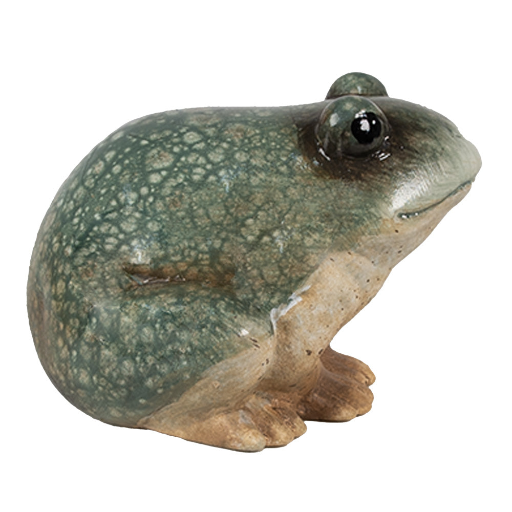 Rana in ceramica verde-marrone