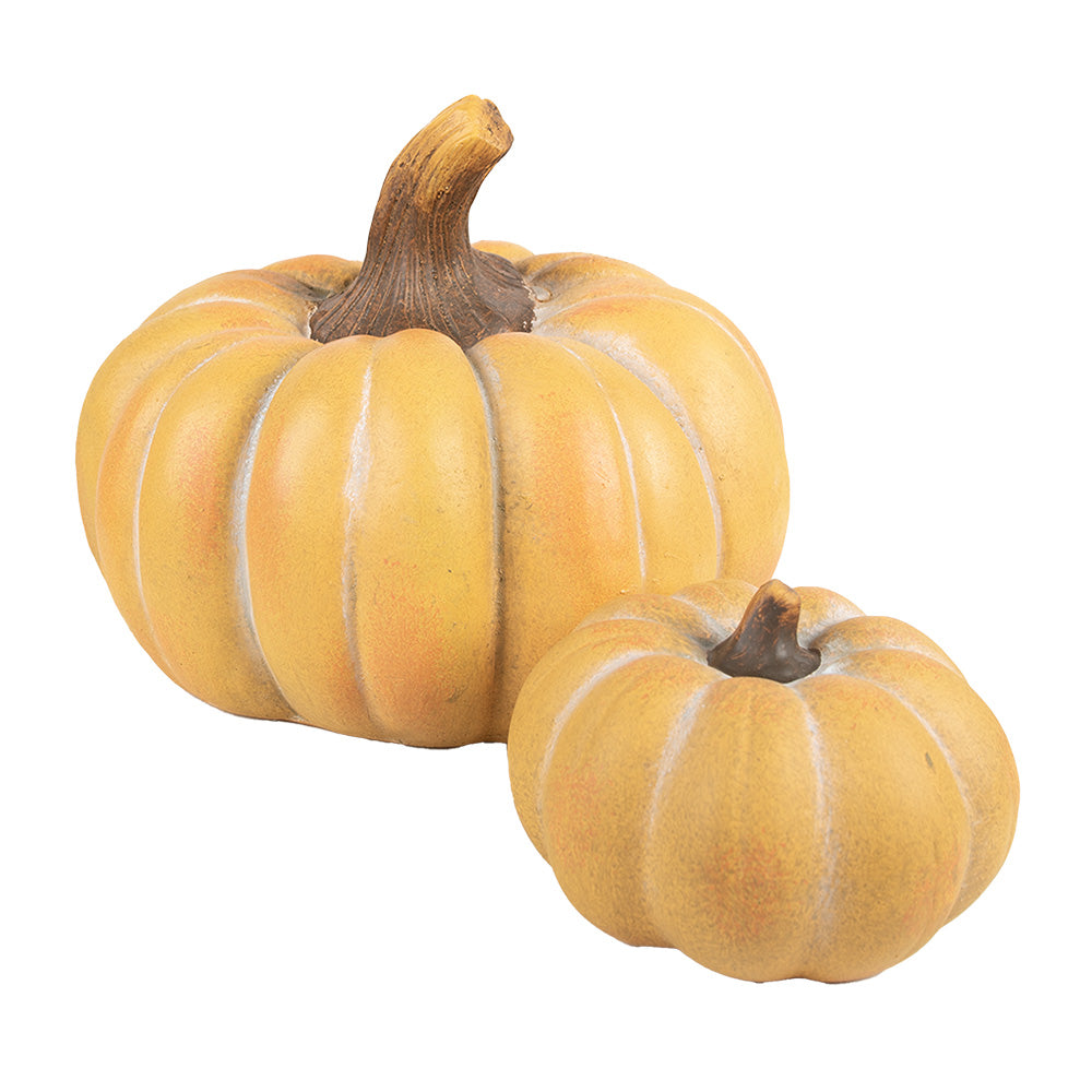 Decorazione di zucca per l'autunno realizzata in ceramica di colore arancione 