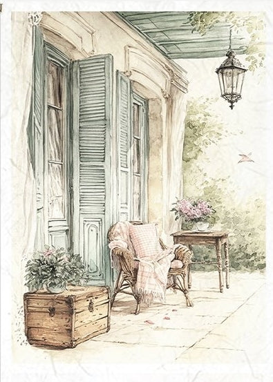 Carta di riso per decoupage: atmosfera cottage, finestre romantiche
