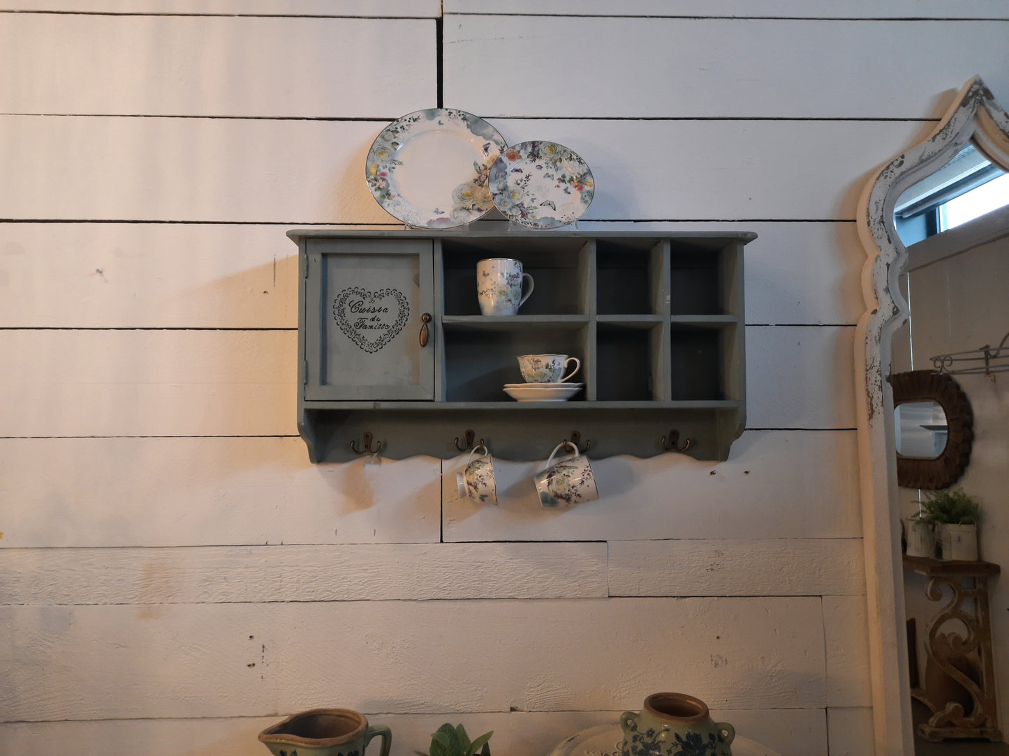 Stoviglie in porcellana, fiori e farfalle pastello blu-bianco, mix &amp; match