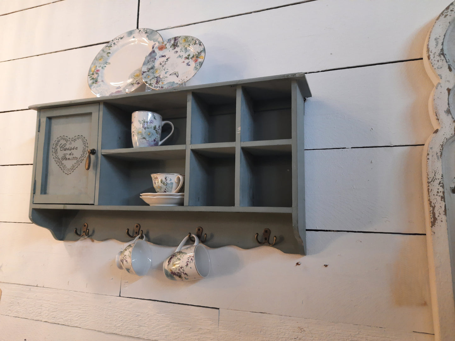 Stoviglie in porcellana, fiori e farfalle pastello blu-bianco, mix &amp; match