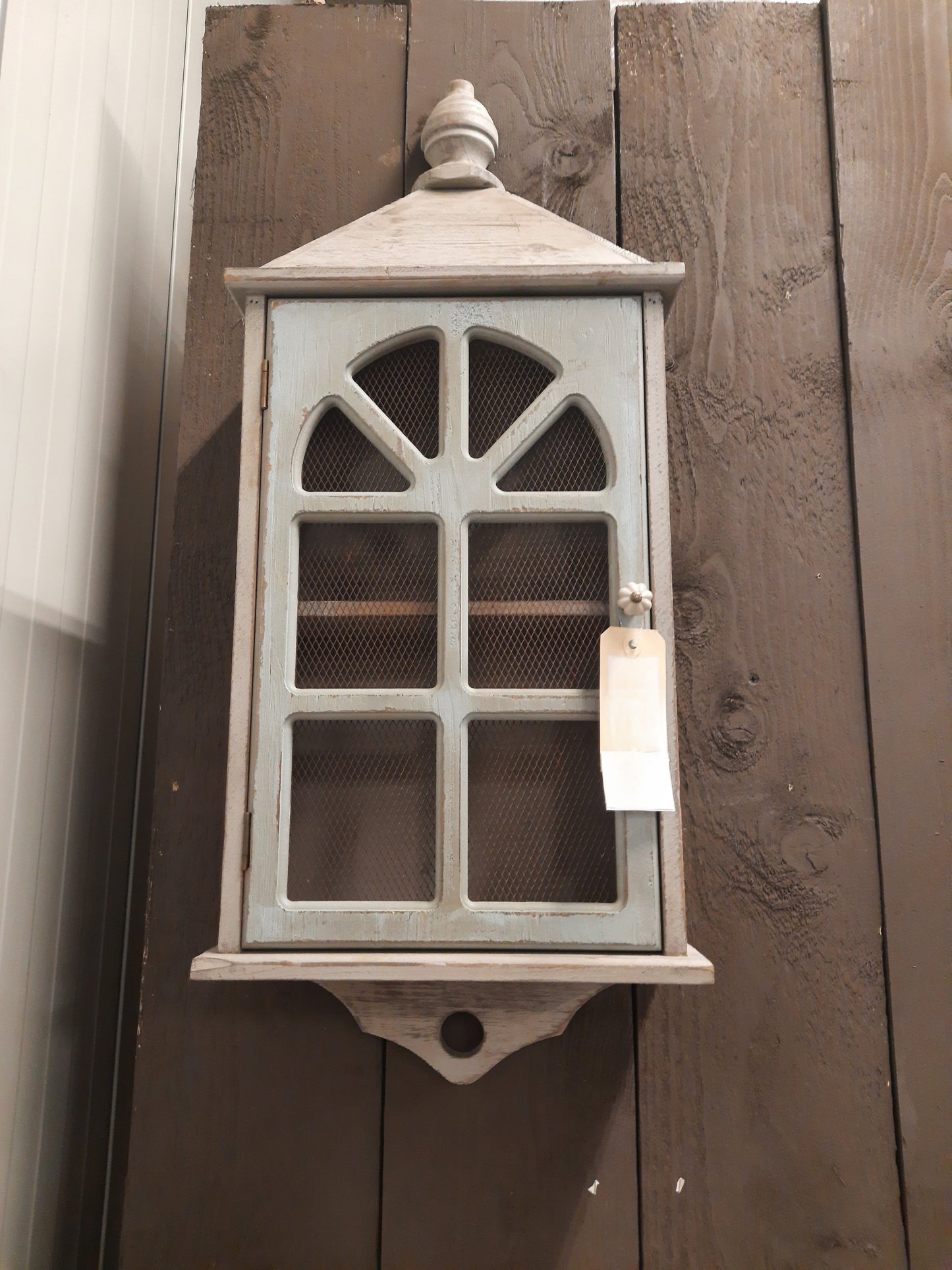 Mobiletto da parete Shabby Chic in legno grigio-verde