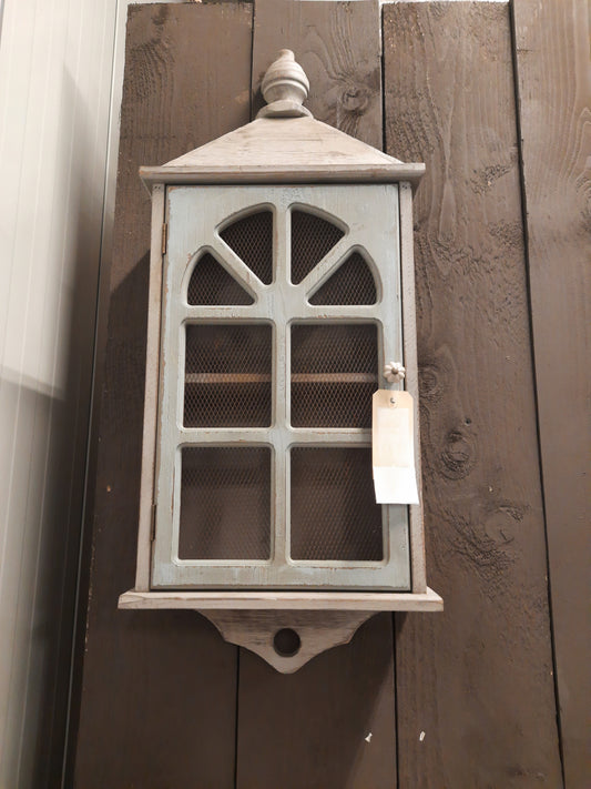 Mobiletto da parete Shabby Chic in legno grigio-verde