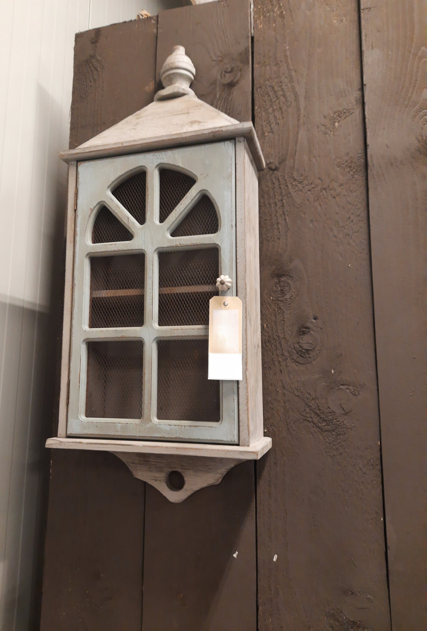 Mobiletto da parete Shabby Chic in legno grigio-verde
