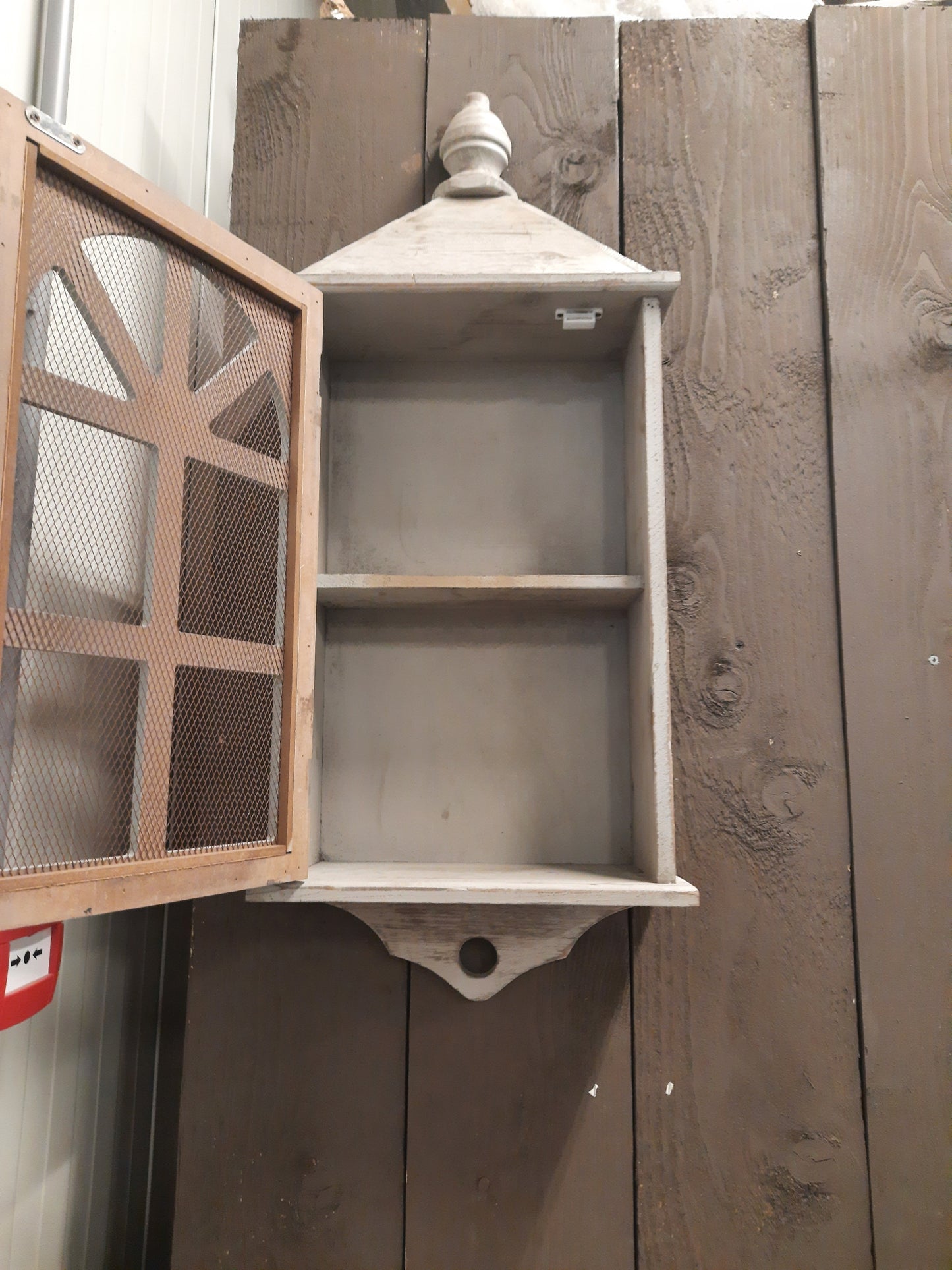 Mobiletto da parete Shabby Chic in legno grigio-verde