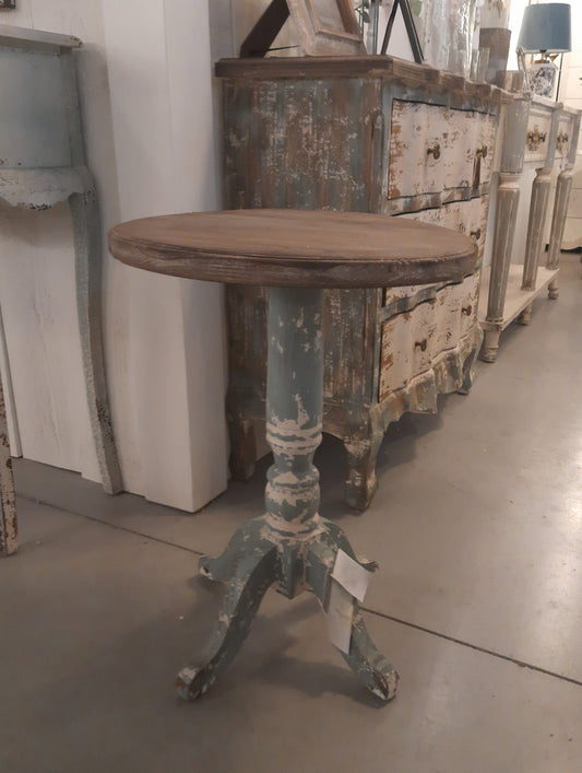 Tavolino rotondo in legno grigio-blu, Ø 48x65 cm