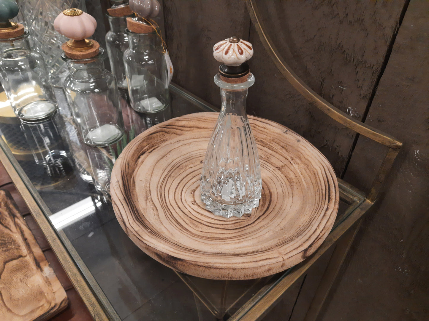Ciotola/vassoio decorativo rotondo in legno