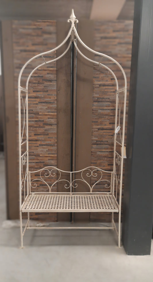 Arco per rose con panca in ferro beige in stile rustico