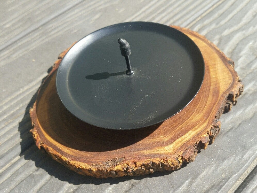 Portacandele / candeliere in legno d'ulivo 